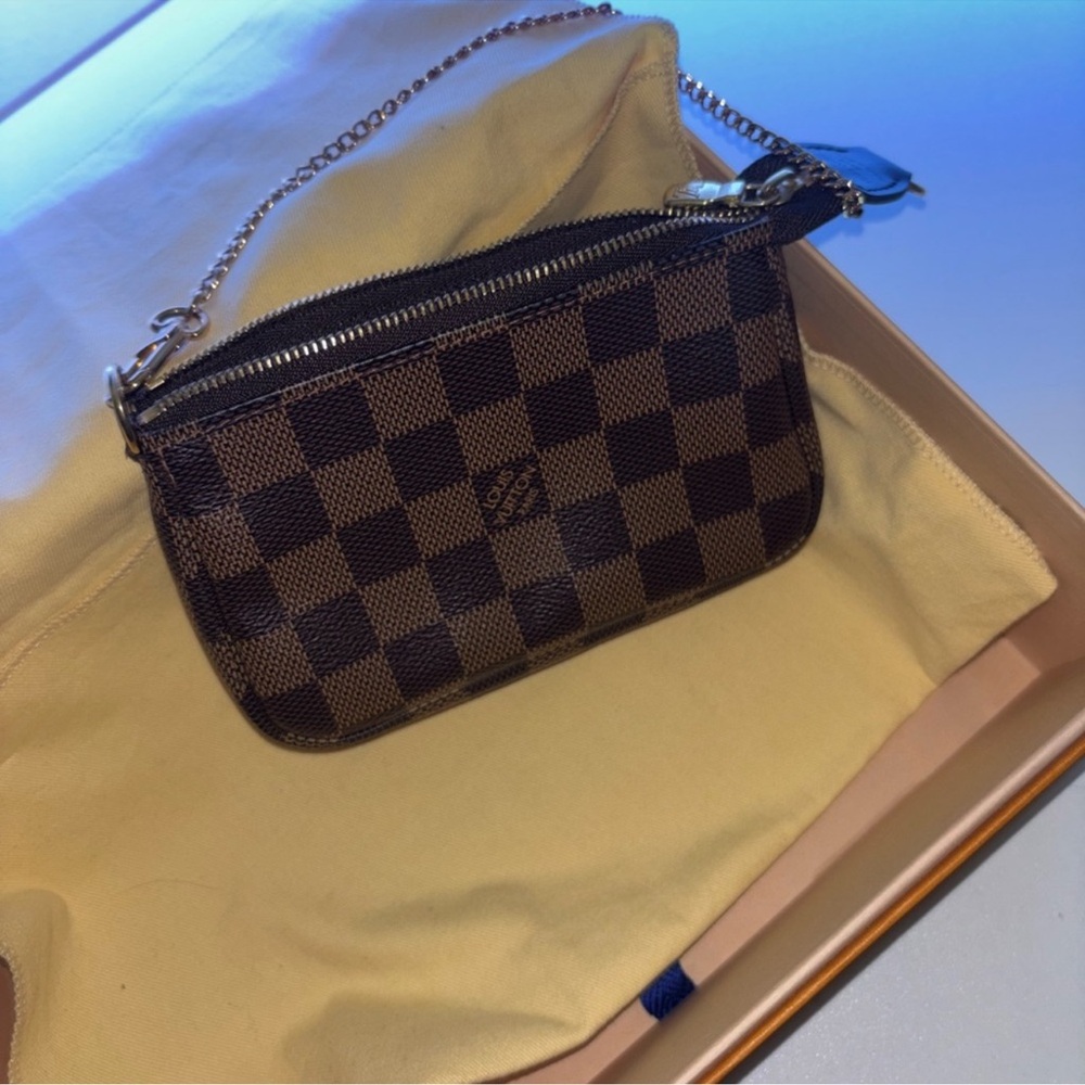 Louis Vuitton Brown Damier Mini Pochette with Gold Chain Strap - Picture 4 of 4
